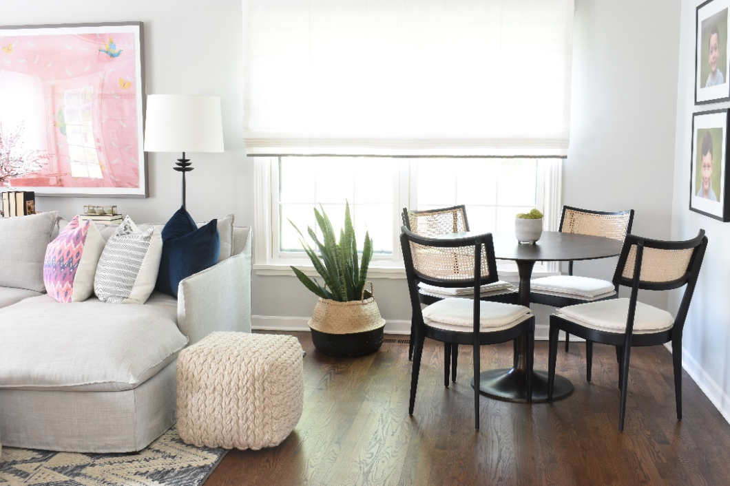 After: Open your small space by adding accent textures and small rugs. 