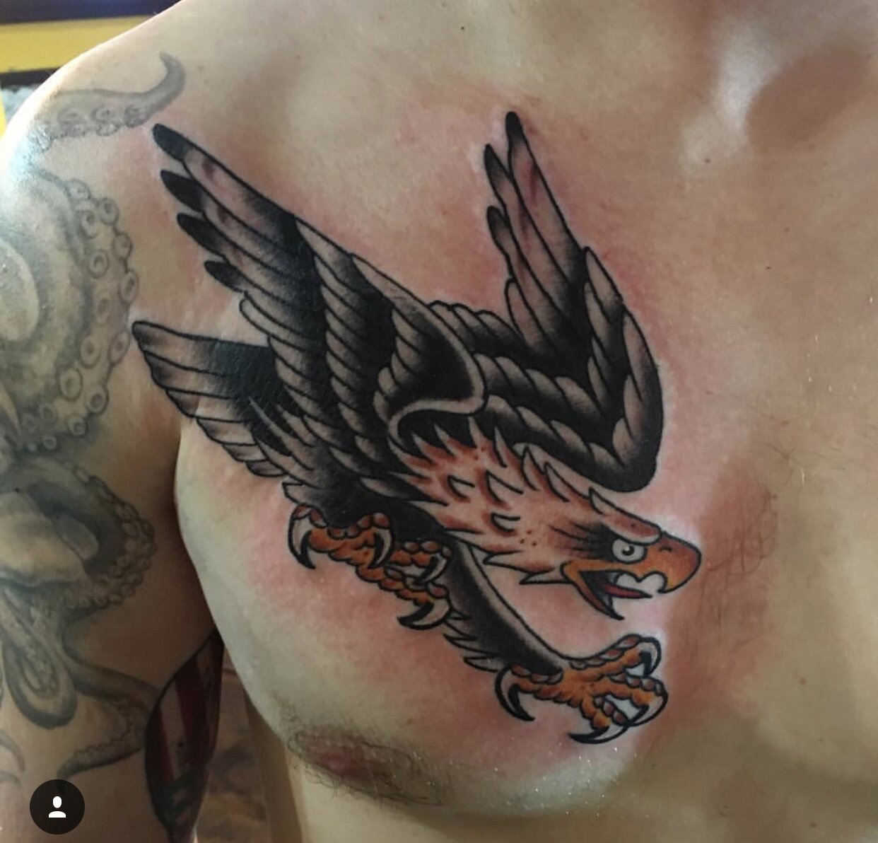 Traditional American bald eagle tattoo by Andrew Patch at Southern Star Tattoo in Atlanta, Georgia.