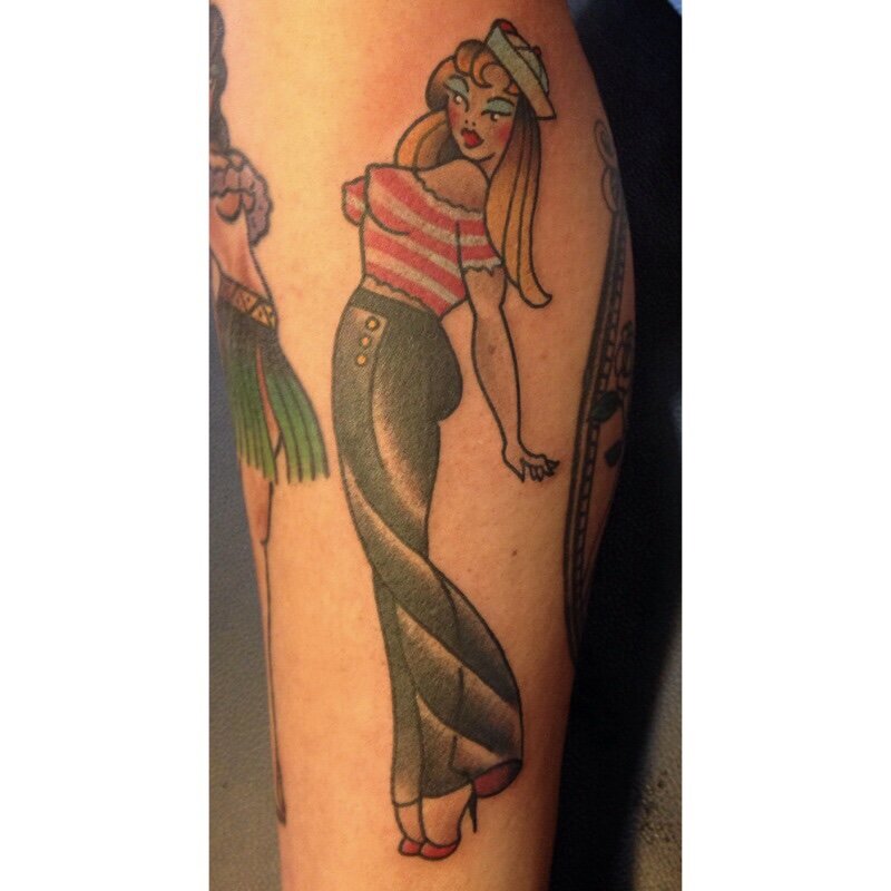 Sailor Pinup girl tattoo by Josh Hanes at Southern Star Tattoo in Atlanta, Georgia