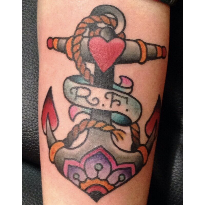 Traditional anchor with banner tattoo by Josh Hanes at Southern Star Tattoo in Atlanta, Georgia