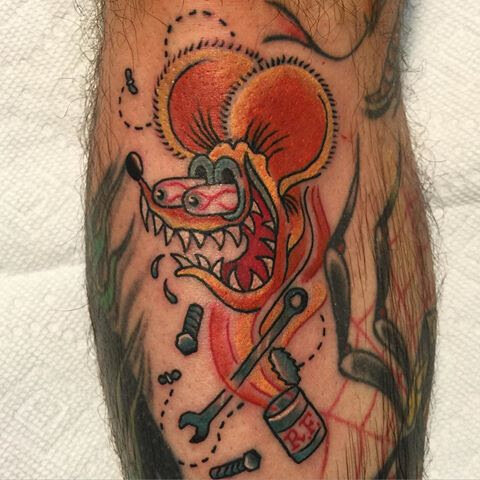 Bulging eye bunny tattoo by Bill Conner at Southern Star Tattoo in Atlanta, Georgia