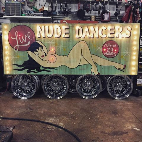 Live nude dancers sign by Bill Conner at Southern Star Tattoo in Atlanta, Georgia