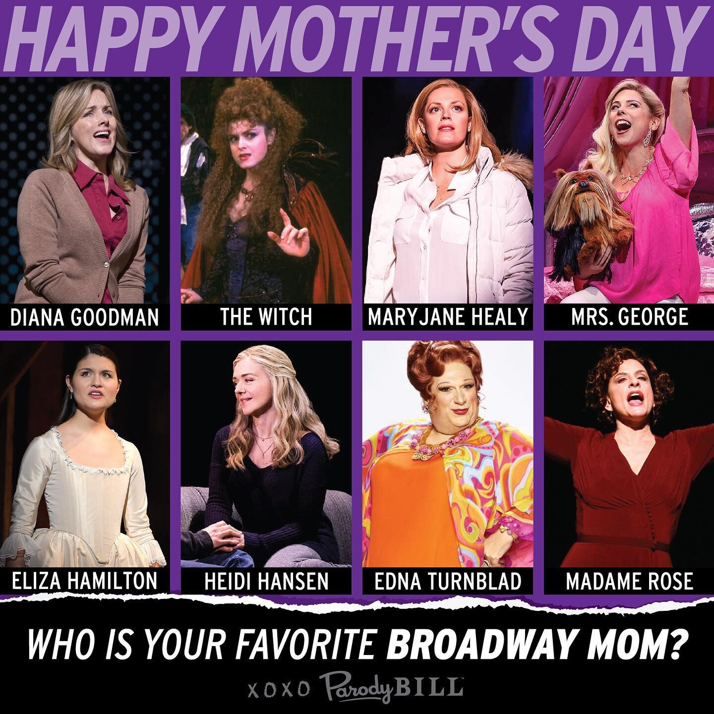 Happy Mother&rsquo;s Day! Who&rsquo;s your favorite Broadway Mom? 💐💖🎭

If your favorite Broadway Mom isn&rsquo;t shown here, let us know in the comments!

#Parodybill #MothersDay #MothersDay2023 #HappyMothersDay #Mother #Mom #Mum #BroadwayMother #