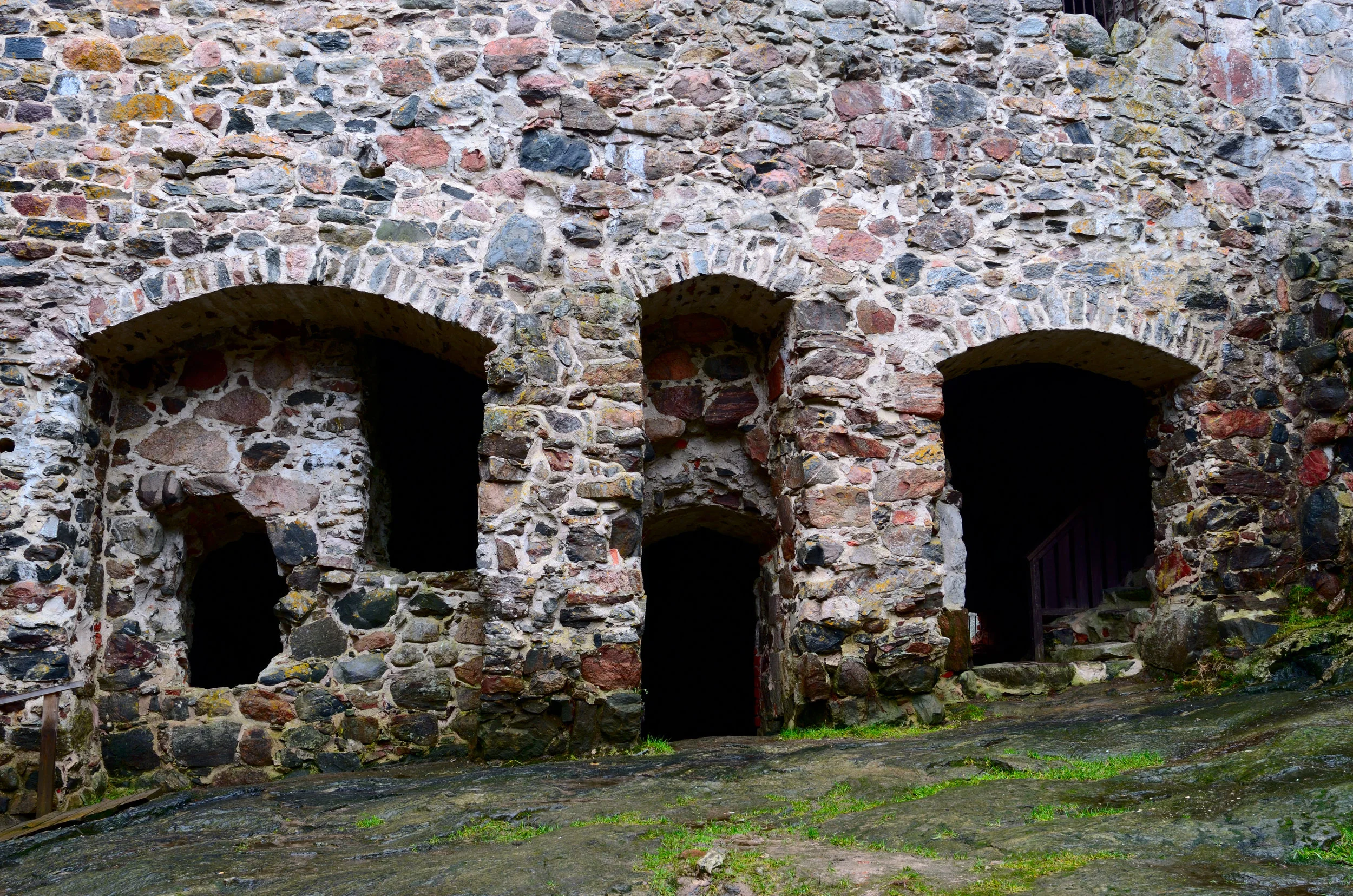 Stone wall of a medieval Castle in Scotland.