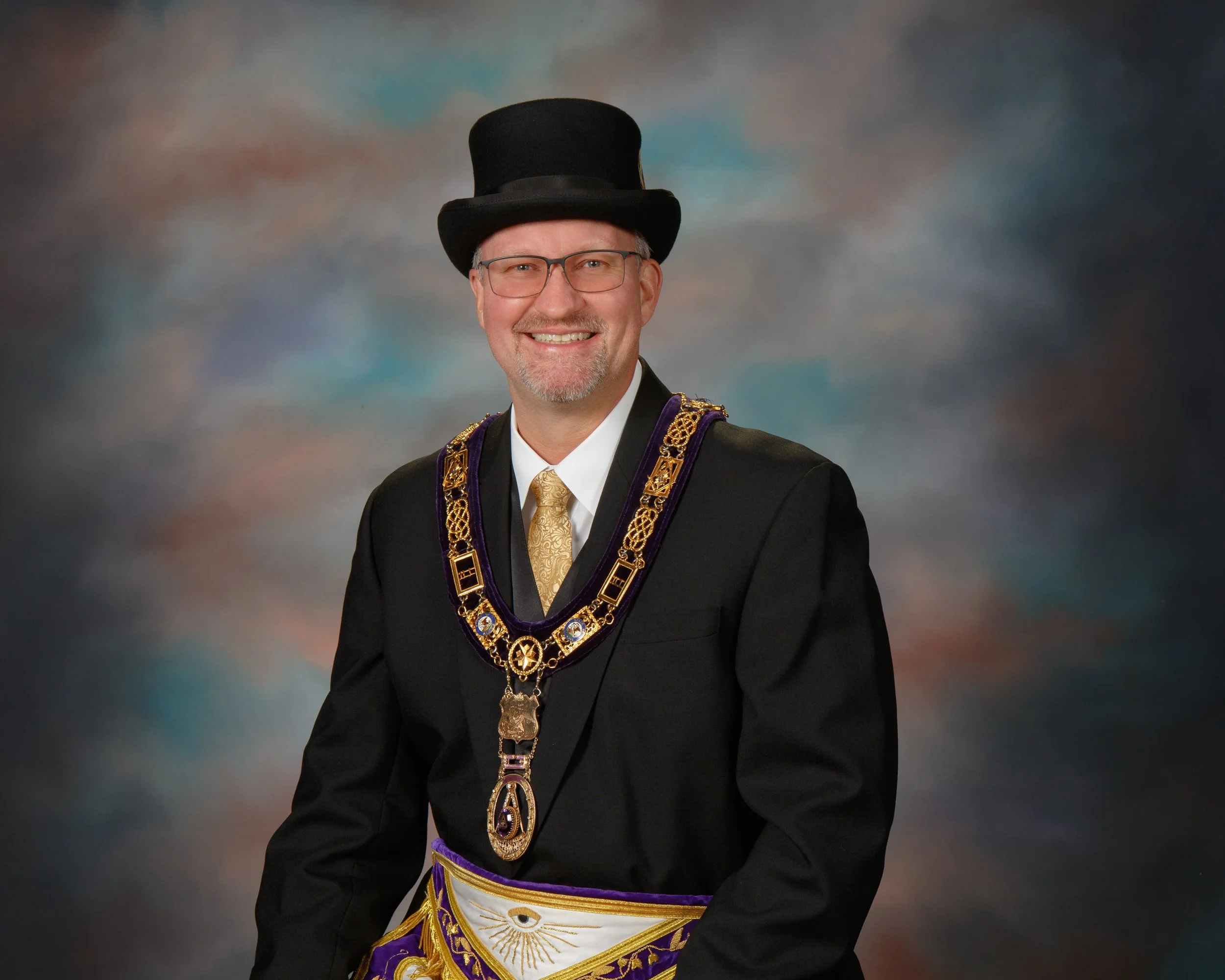 Grand Master in Masonic regalia. 