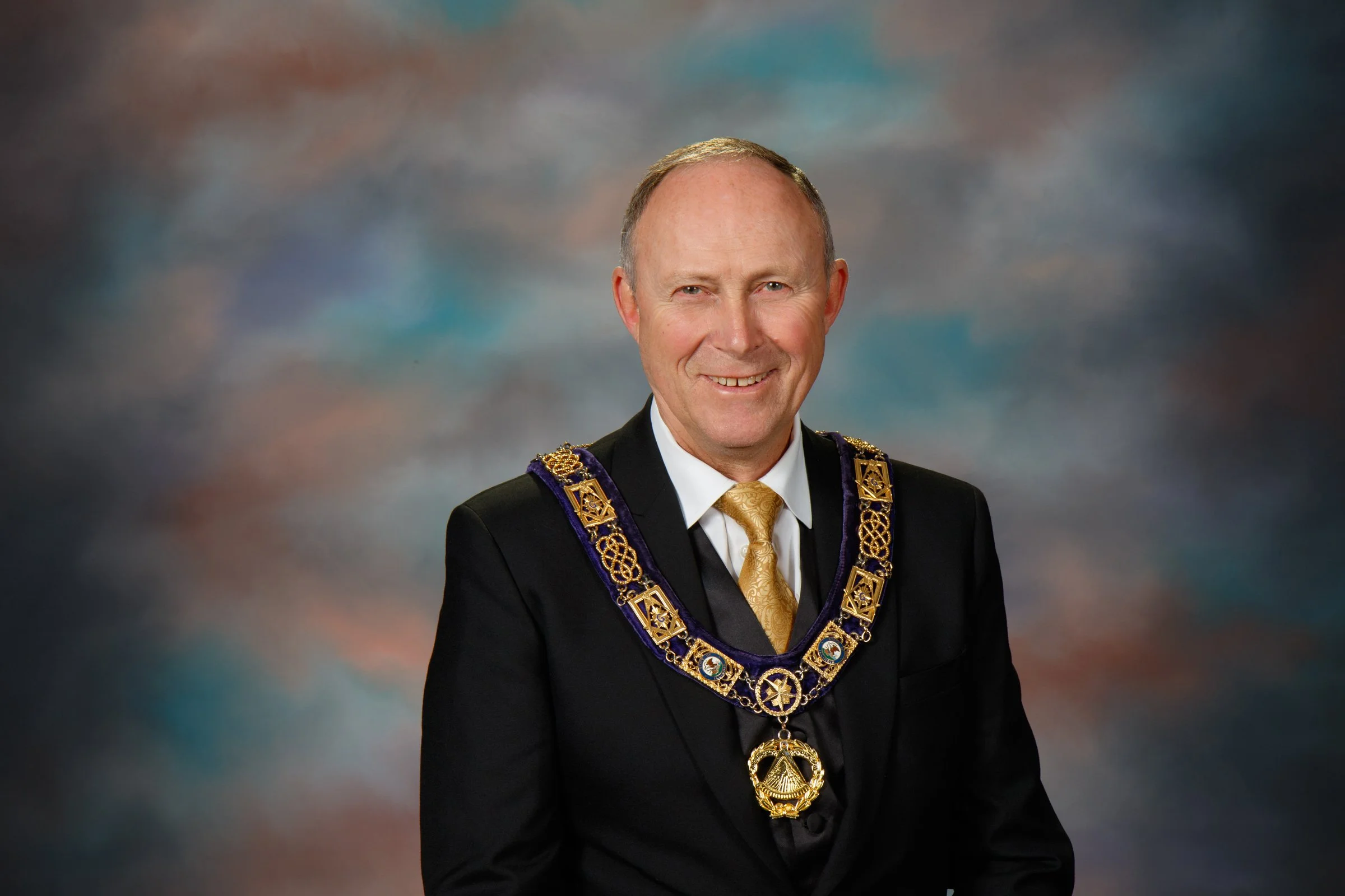 James Williams, Freemason and Deputy Grand Master of the Grand Lodge of Illinois A.F. & A.M., in his official portrait wearing Masonic regalia