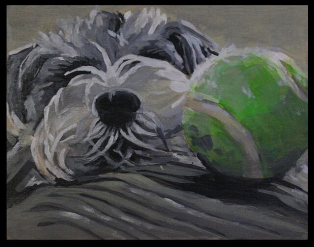 Yoshi ! 
Acrylic on Panel Board 
8&rdquo; x 10&rdquo;
#calgaryartist #dogpainting