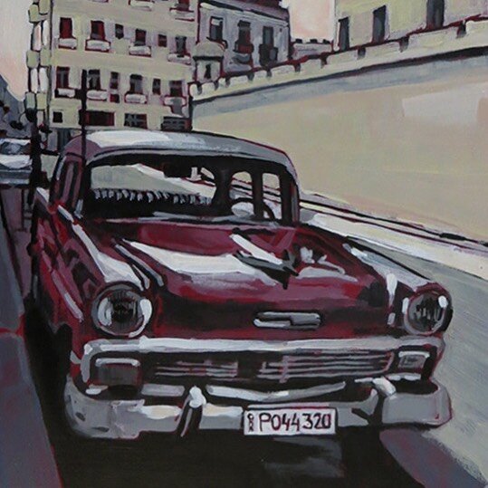 Cuba (detail shot) 
Acrylic on Panel Board
9&rdquo;x12&rdquo;
#yycart #cubapainting