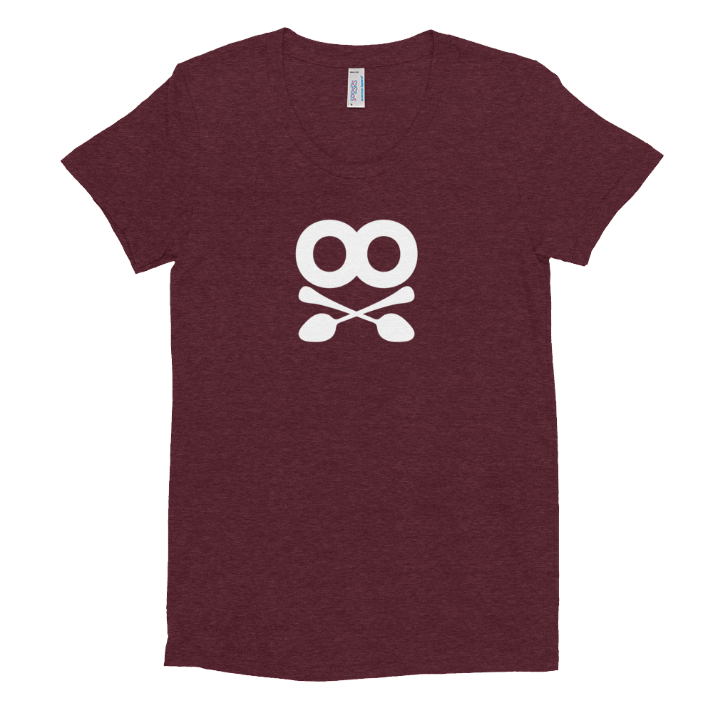 Spoons Skull Ladies Triblend T-Shirt - Cranberry