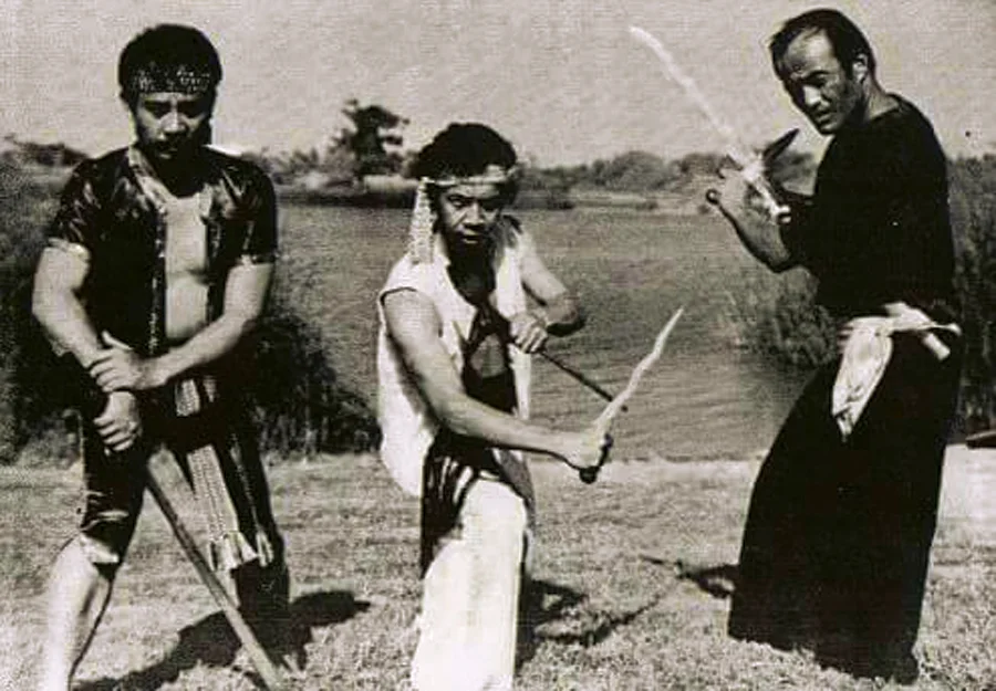 Grand Tuhon Leo T. Gaje Jr. with Suryadi “Eddie” Jafri (RIP), and Guro Dan Inosanto