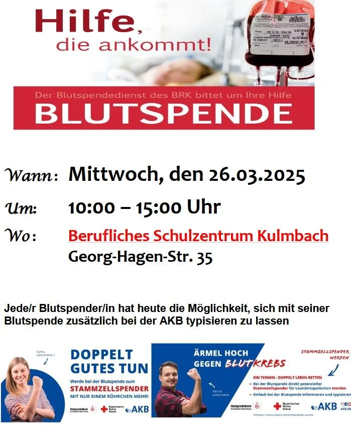 Blutspende 2025 am BSZ Kulmbach