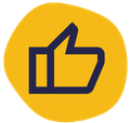 Thumbs up icon in a yellow circle