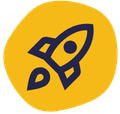 Rocket icon inside a yellow circle