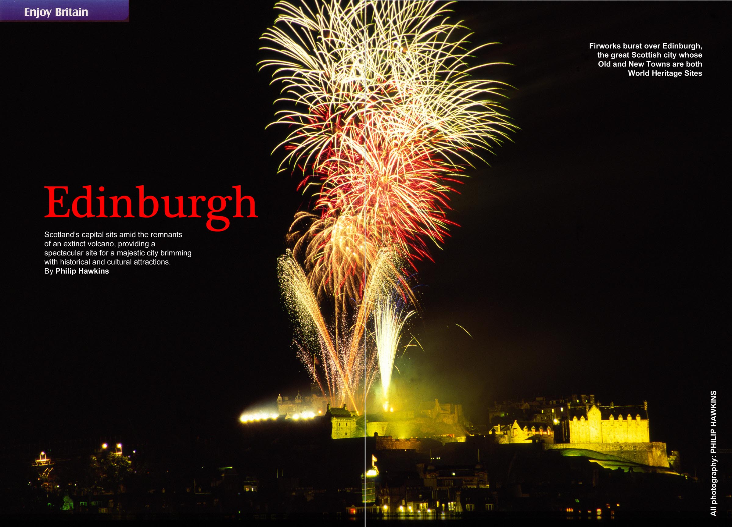 Edinburgh fireworks double page magazine spread