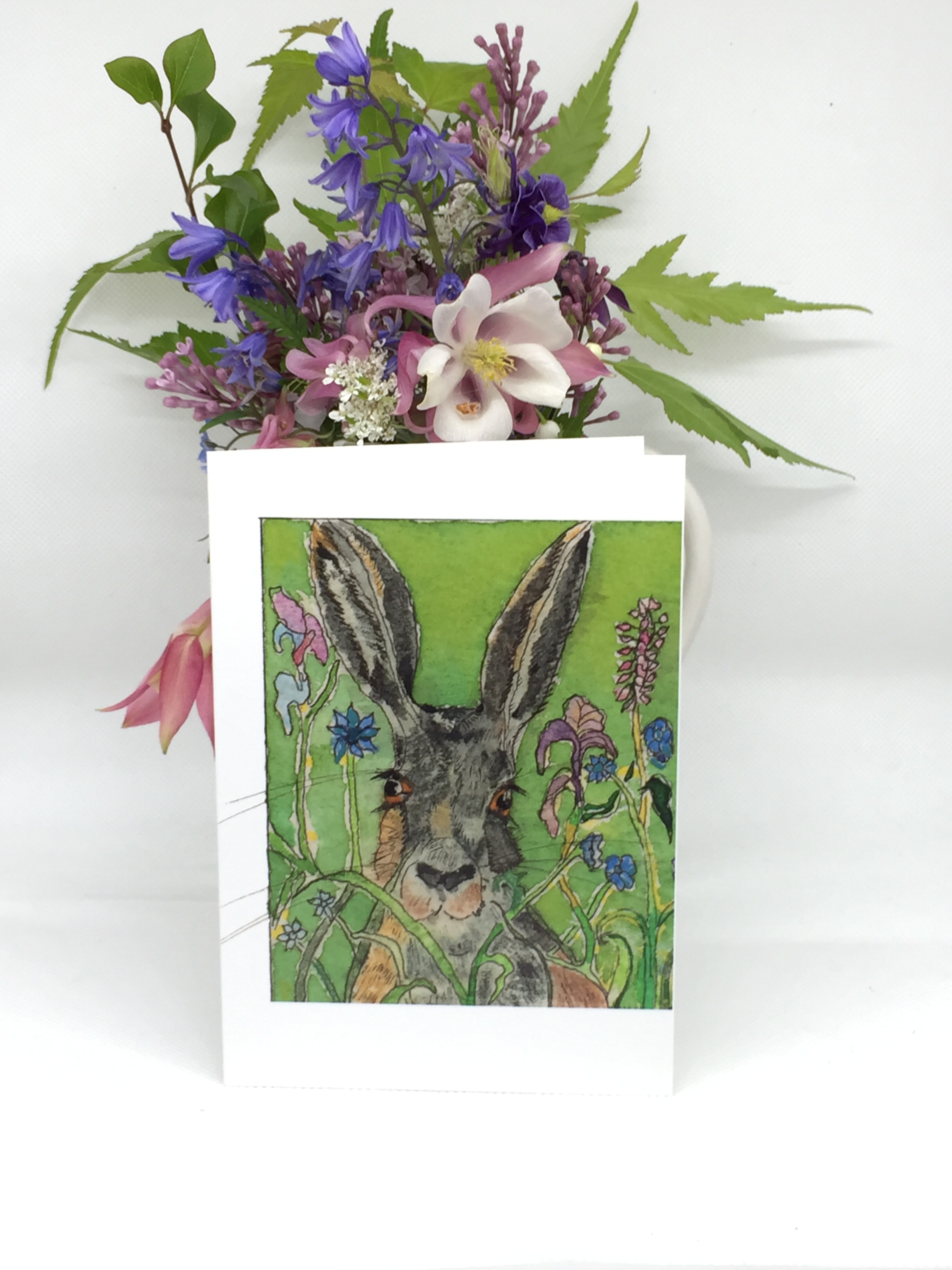 Hare with flowers