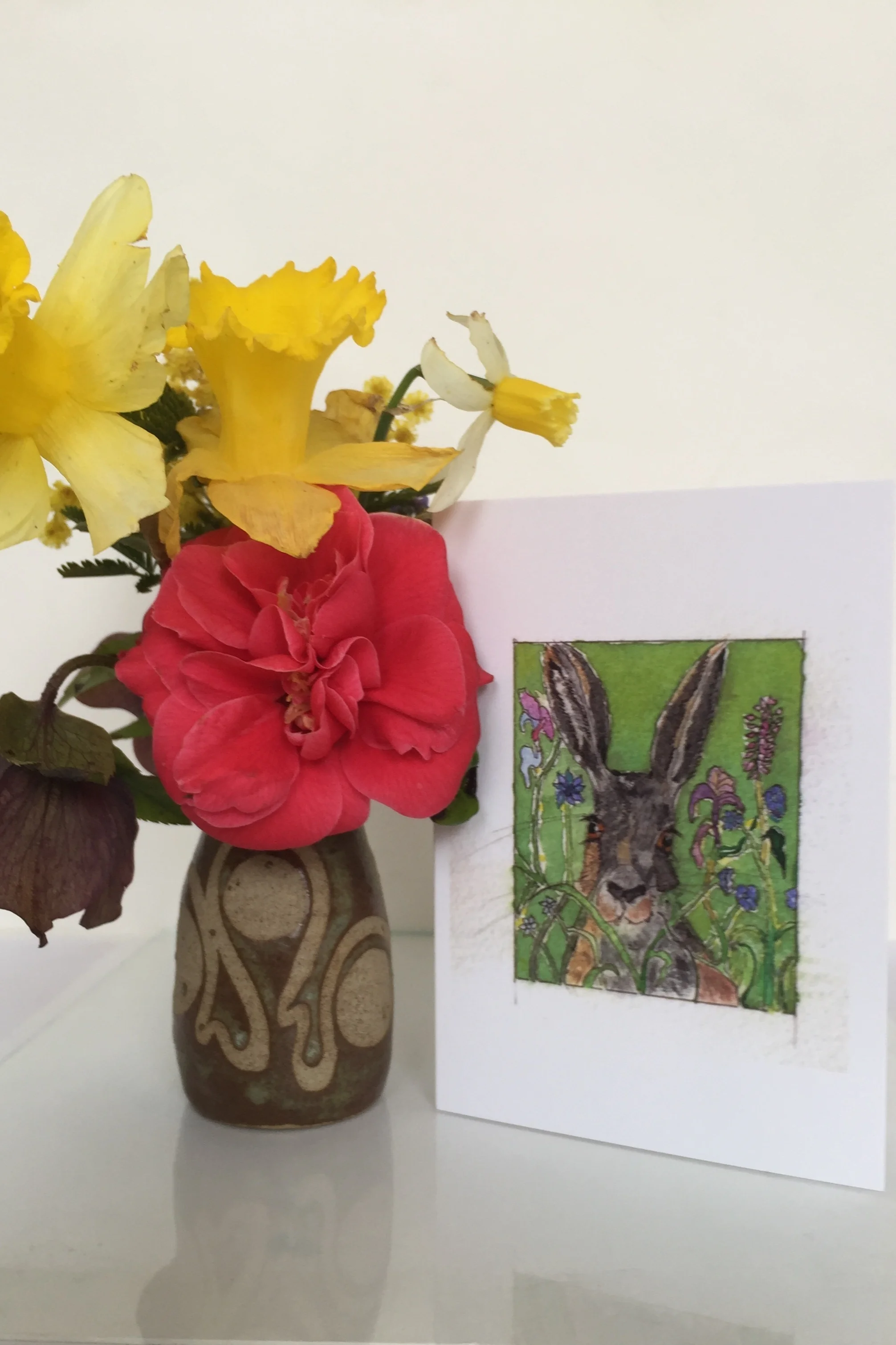 Hare with flowers