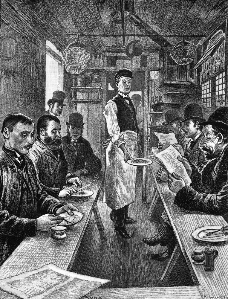 Interior of a cabmen’s shelter. The Illustrated London News, 1890 April 19th, p493 Mary Evans Picture Library 