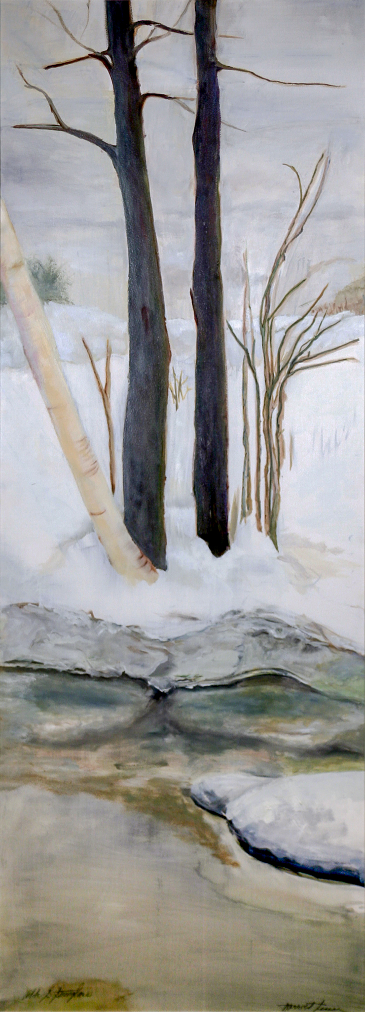   Snow V  (one of a six-panel screen) oil/paper/wood 
