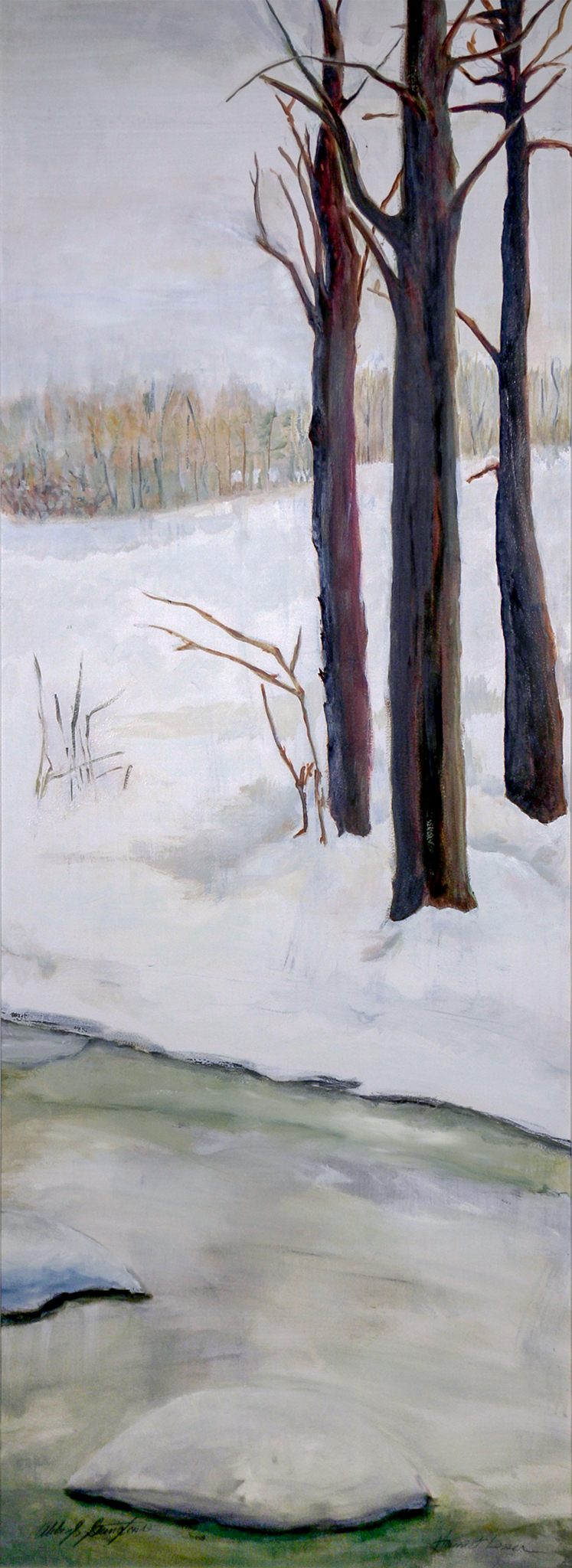   Snow IV  (one of a six-panel screen) oil/paper/wood 