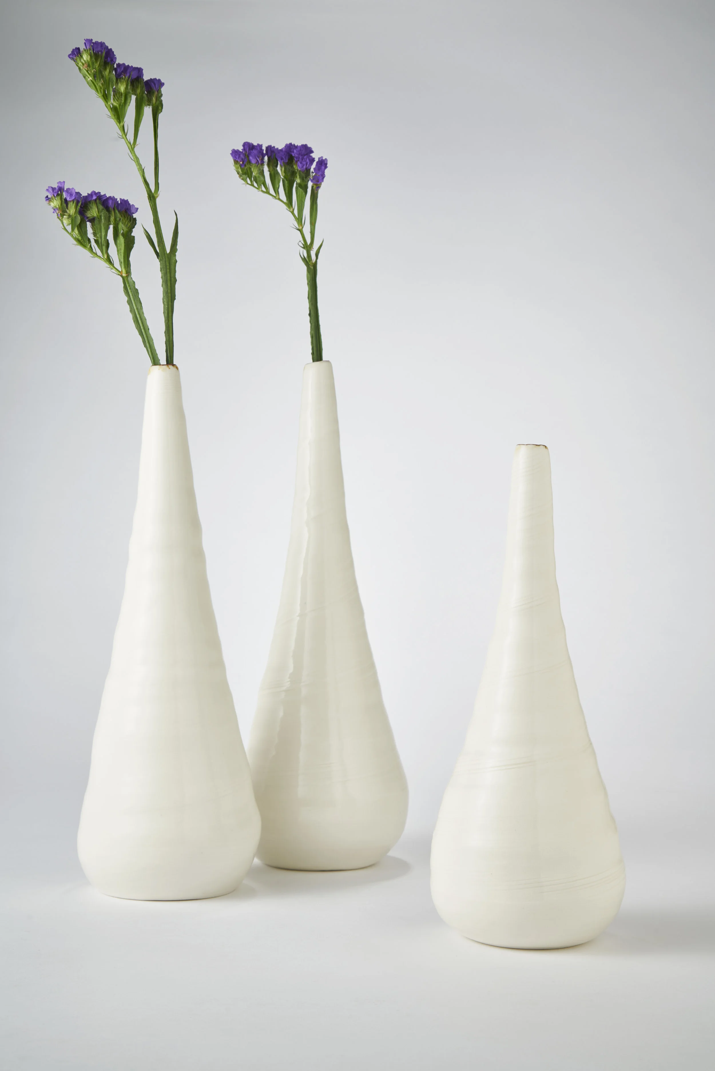 Kirsty Adams Ceramics Turitella vases Tall 1.5cm x 32cm, Large 1.5cm x 31cm, Turitella medium 1.5cm x 26cm. Photography Matthew Booth.jpg