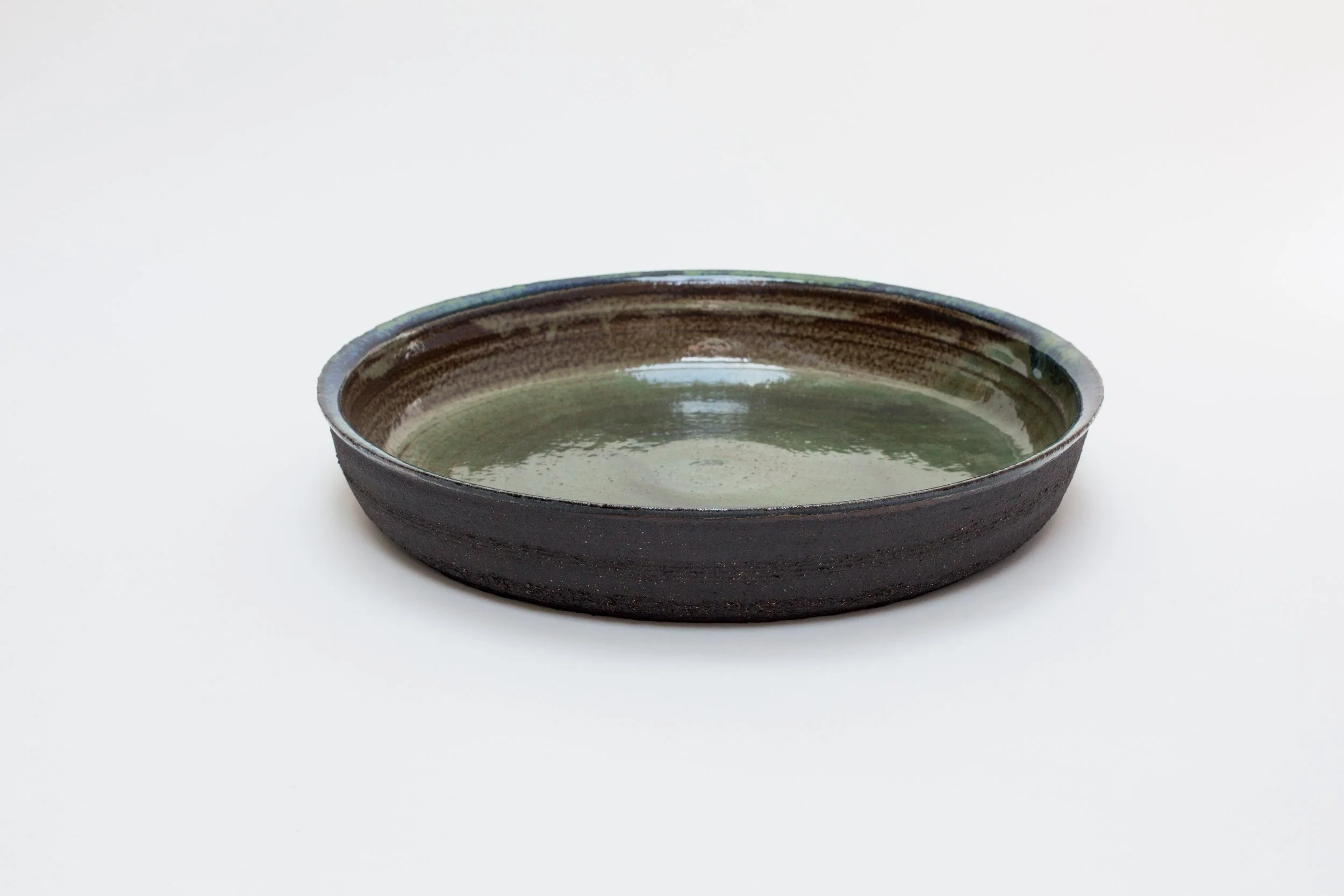 Large black stoneware moss dish Icelandic collection