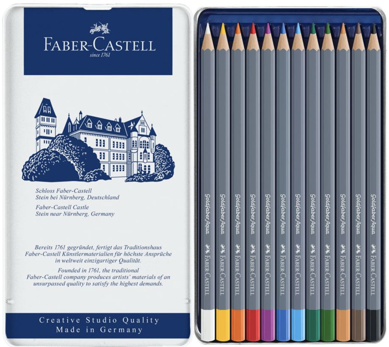 36 Crayons Aquarelle Goldfaber - Étui Métal Haute Pigmentation