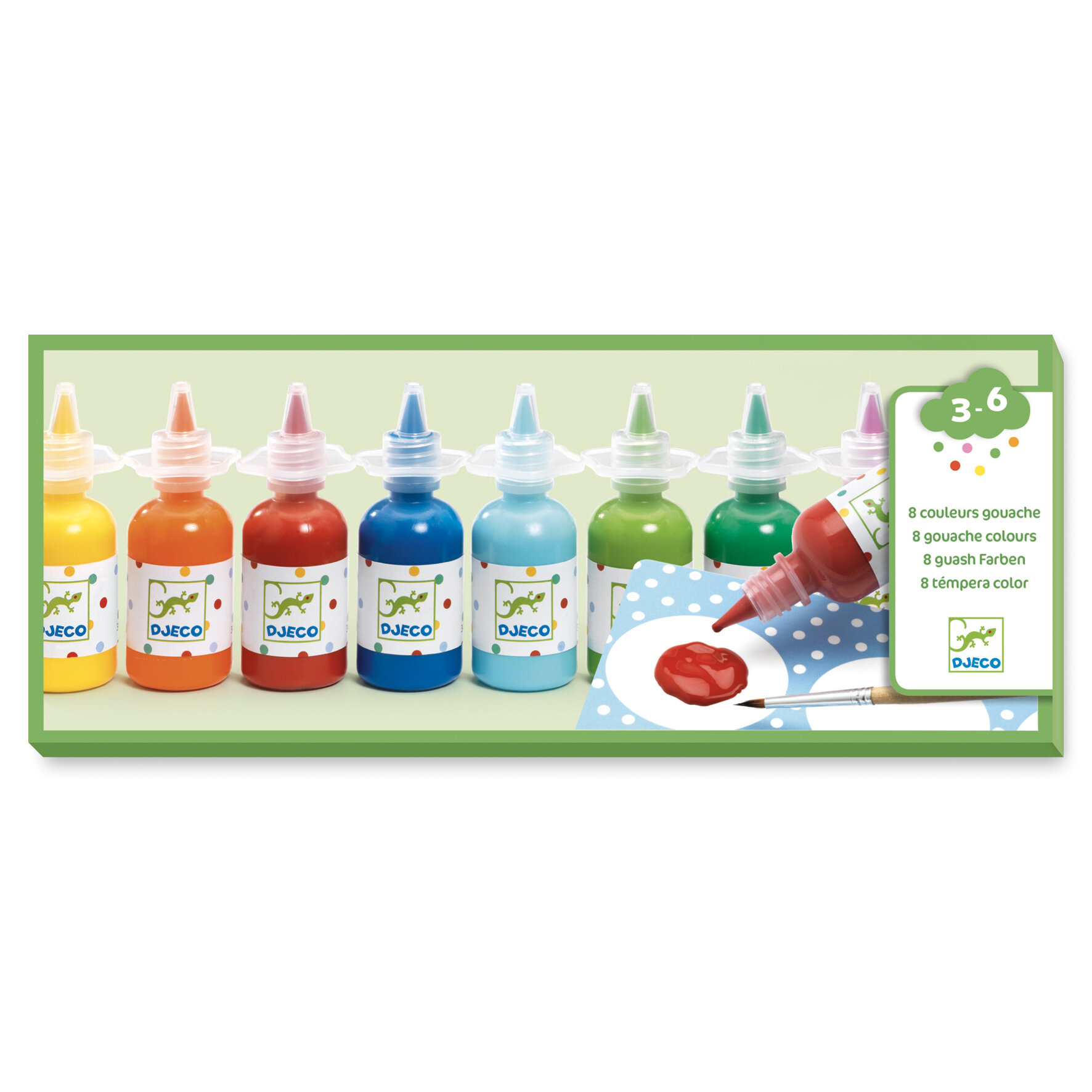 8 couleurs gouache 3-6ans DJECO