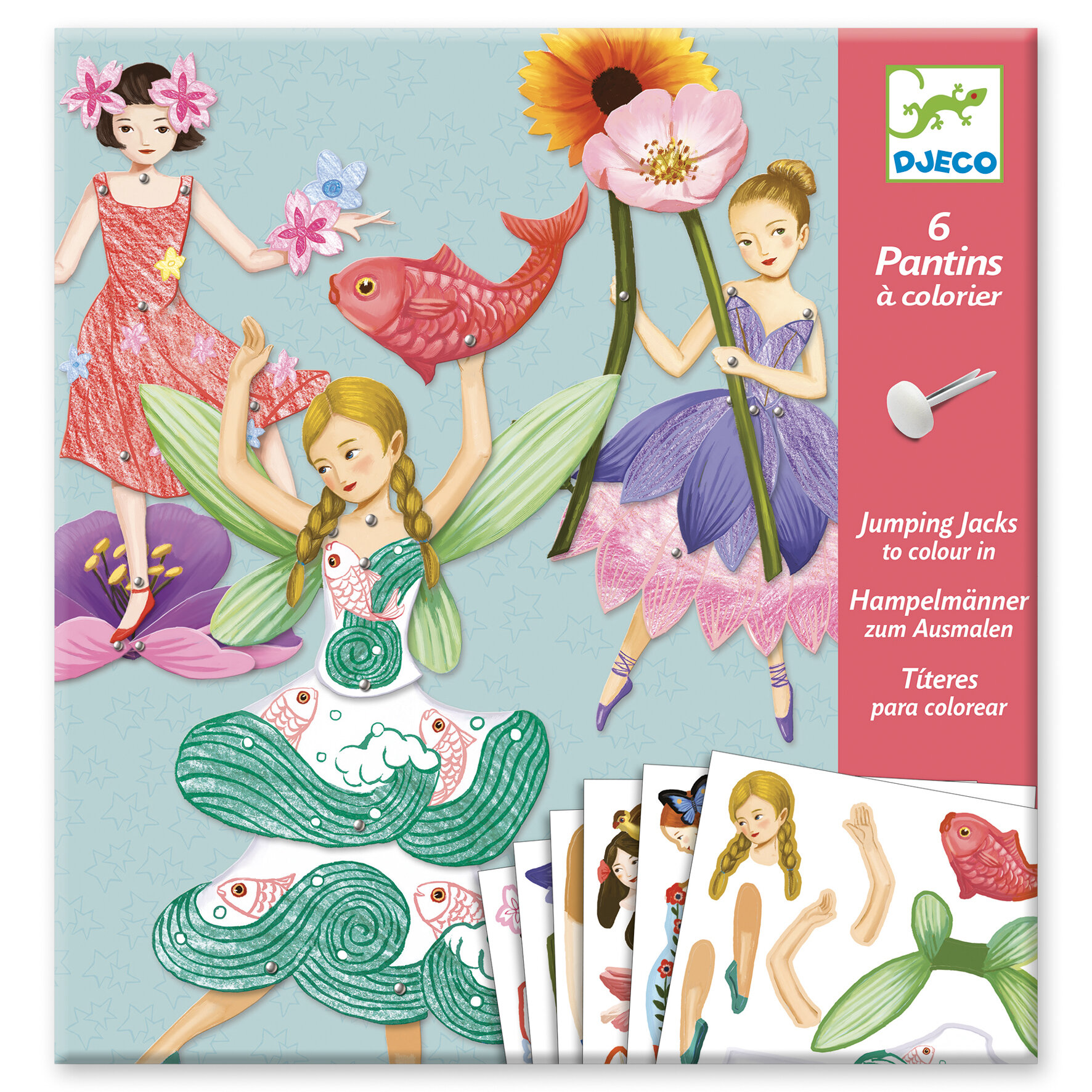 6 pantins à colorier DJECO