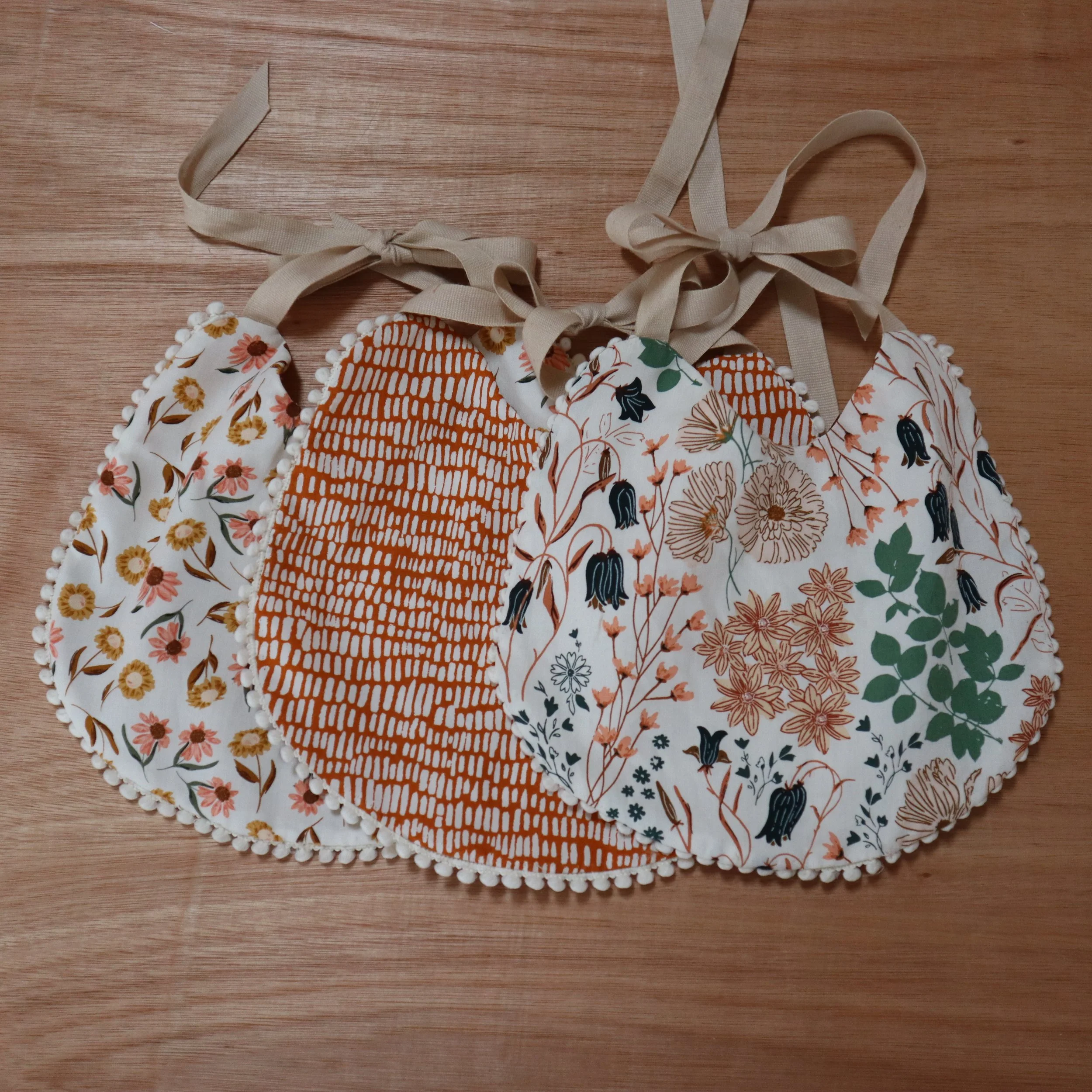Finished boho baby bibs