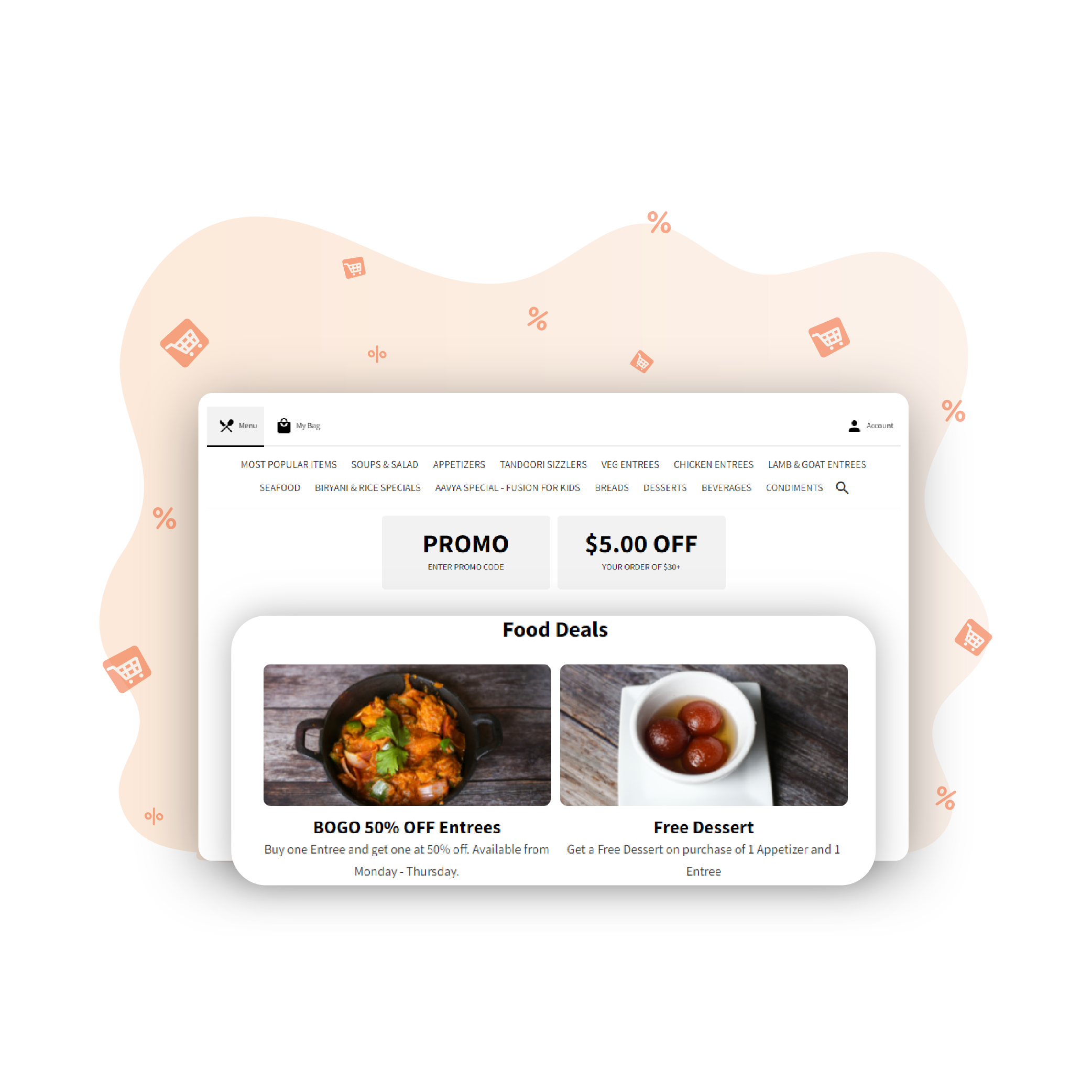 Branded online food ordering system for restaurants and caterers