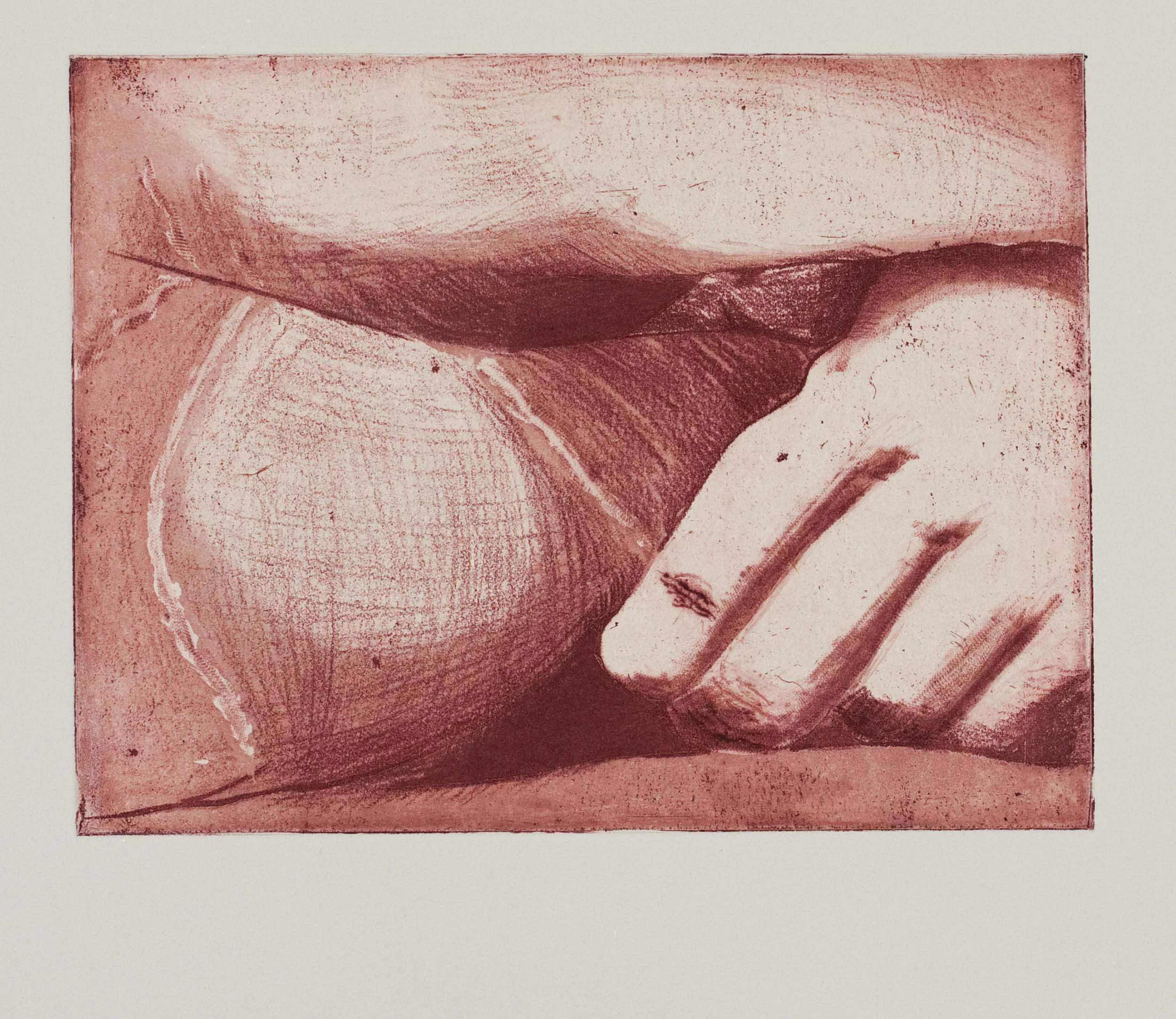 Fingering Fat Flesh 04, Etching, 8" by 4", 2012