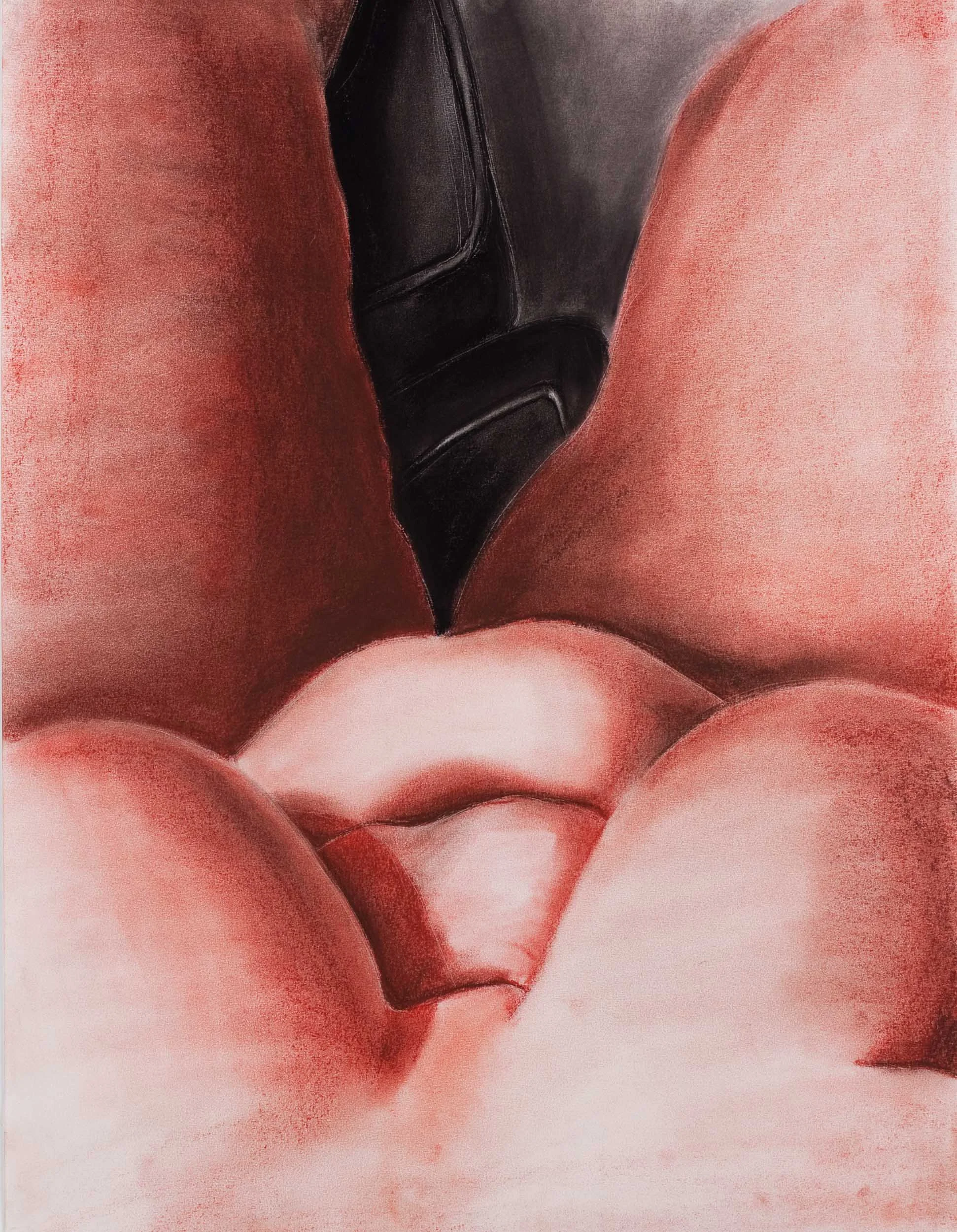 Navel Gazer 01, Charcoal and Conte Crayon, 18" by 24", 2011