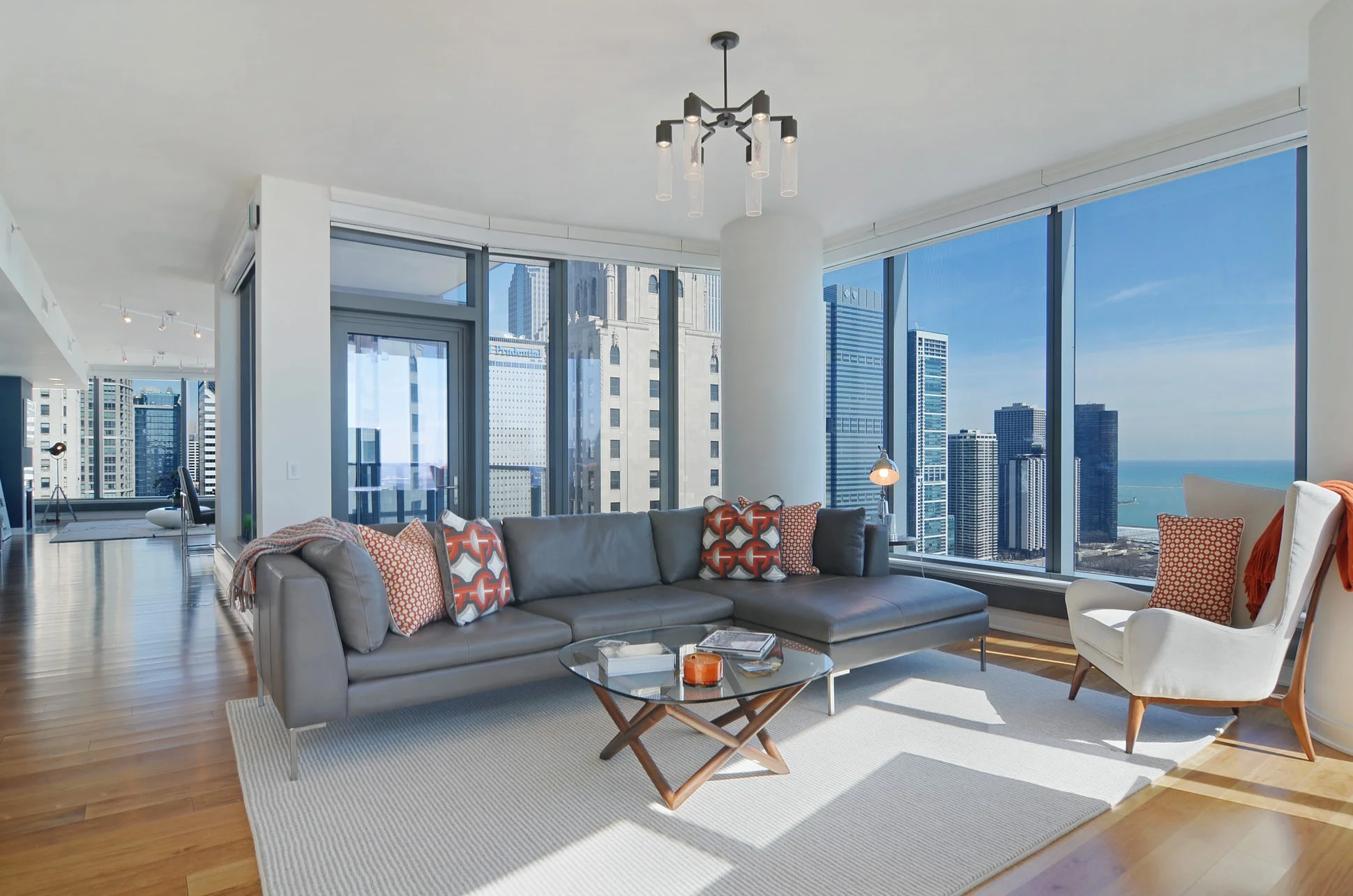 Urban Organic Chicago High-Rise Family Room by Amanda Webster Design, Inc. | Photography by Renae Lilly