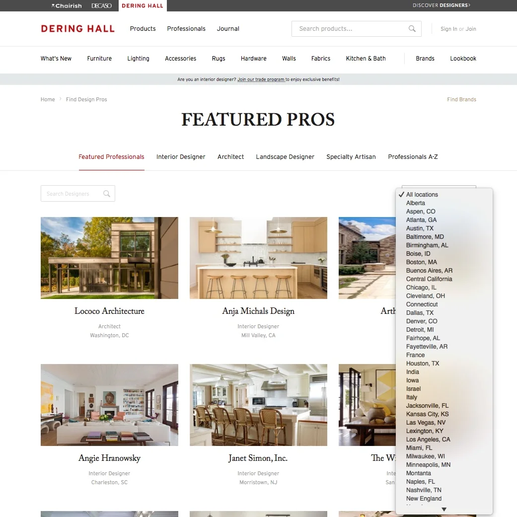 Dering Hall Launches Improved Designer Location Tool