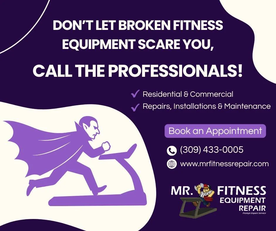 Keep the monsters away and the broken fitness equipment when you call Mr. Fitness Repair!🧟🛠 Mr. Fitness Repair is here for all your fitness equipment needs.