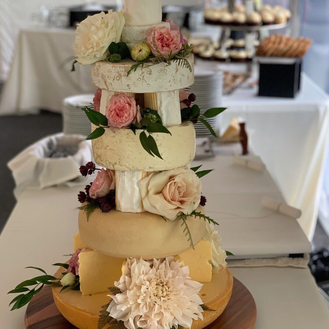 A cheese wedding cake was a huge hit at cocktail hour.  Definitely different treat for your guests.
#weddingideas #weddingplanner #weddinginspiration #weddingcheesecake