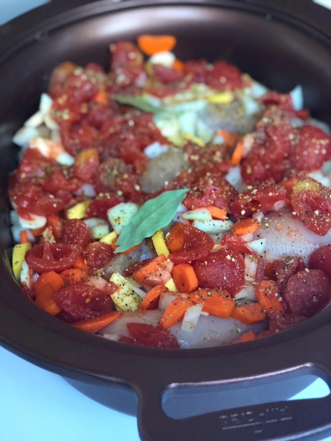 Slow Cooker Chicken "Stoup" with Carrots, Yellow Squash, Turnips, and Trader Joe's 21 Seasoning Salute