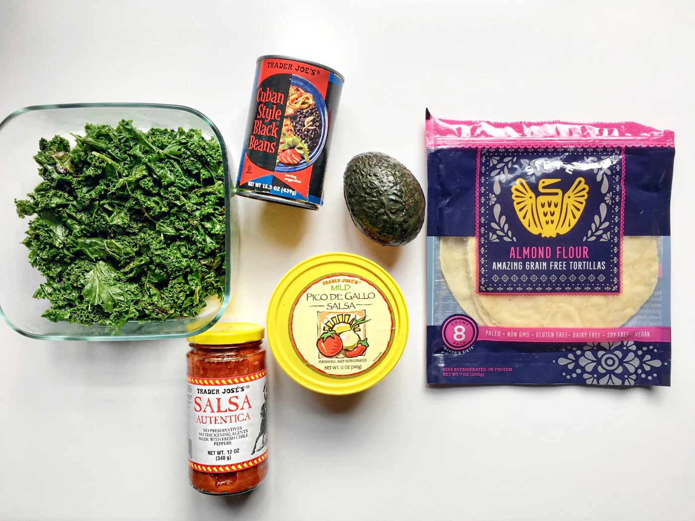 Vegan Enchiladas: Siete Foods Almond​ Flour Tortillas Filled with Trader Joe's Black Beans & Lentils