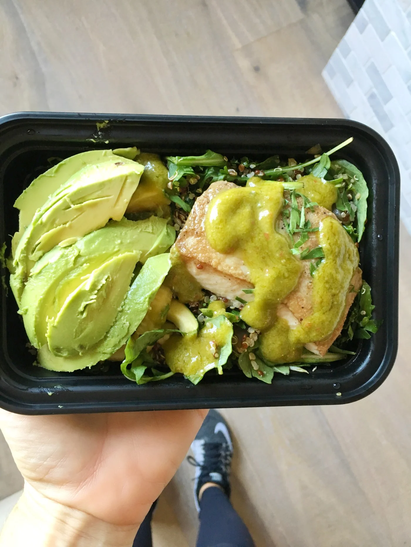 KitchFix Lunch Day 2: Mahi-Mahi with Salsa Verde over Arugula, Quinoa & Roasted Zucchini