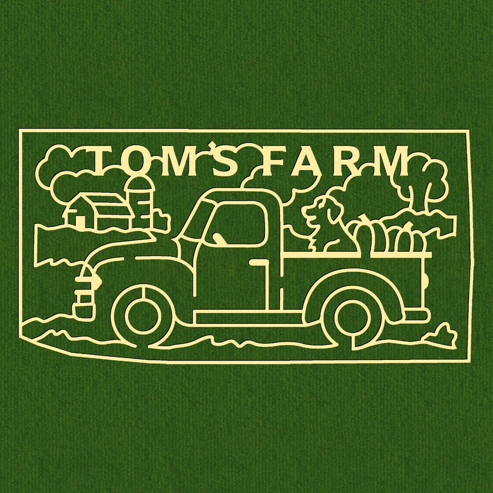 Old Truck with Dog and Pumpkins M2502