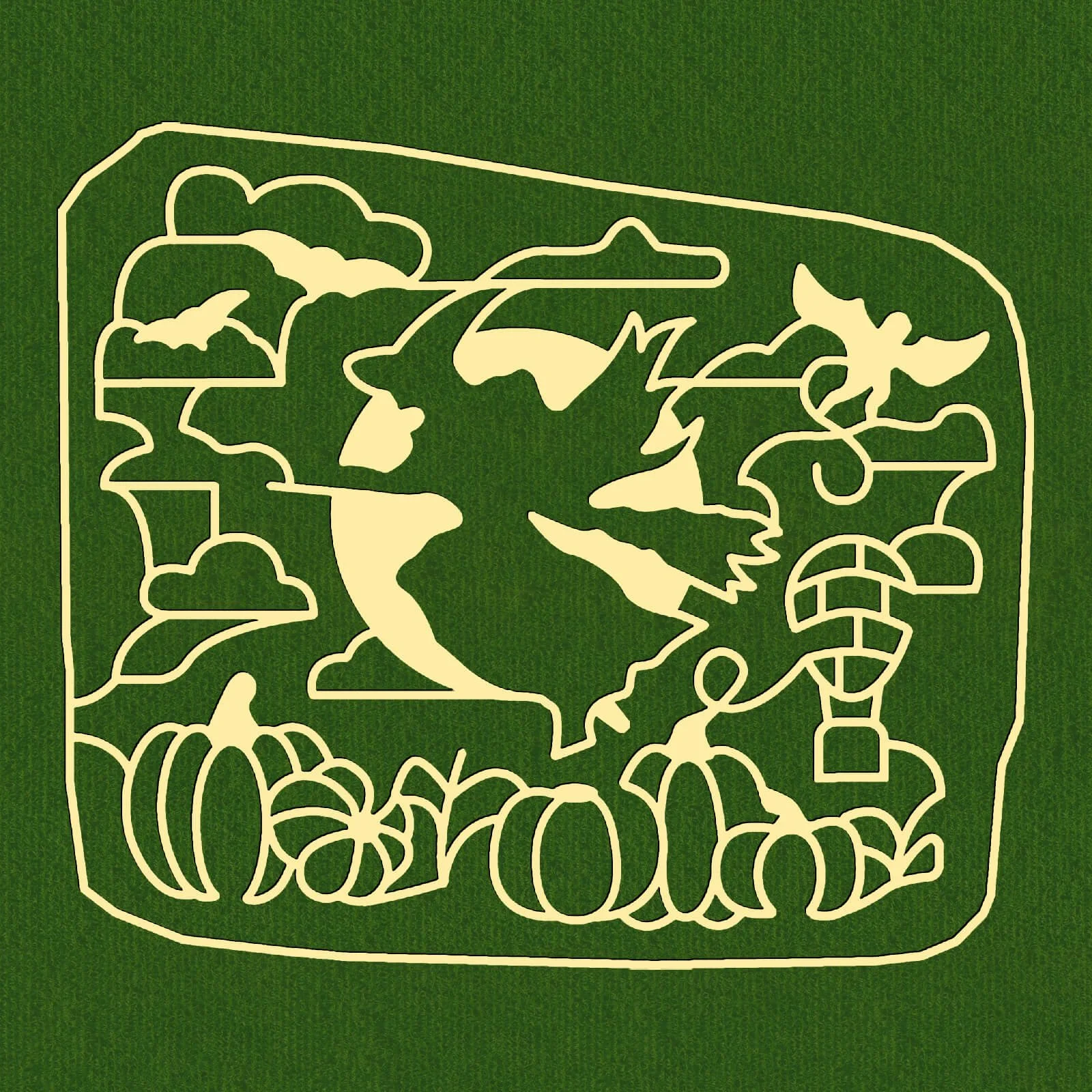 Witch Over Pumpkin Field M2507