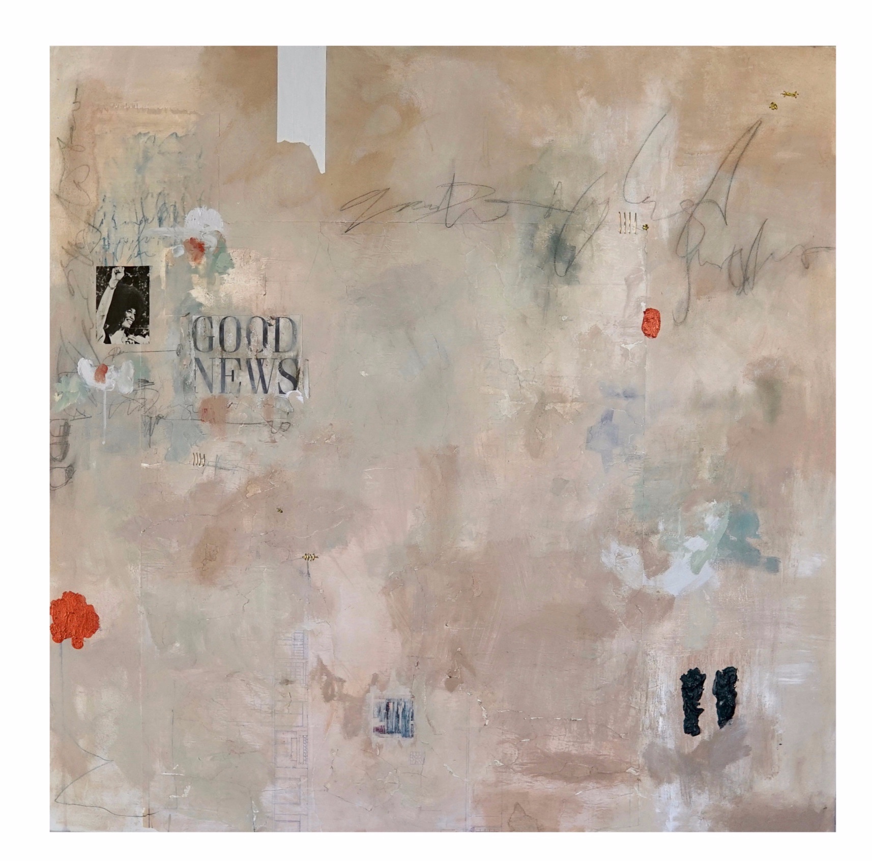 “Good News” || Mixed Media on Canvas || 48”x48”