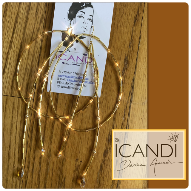 Gold ICANDI Classic Crystal Earrings med-large