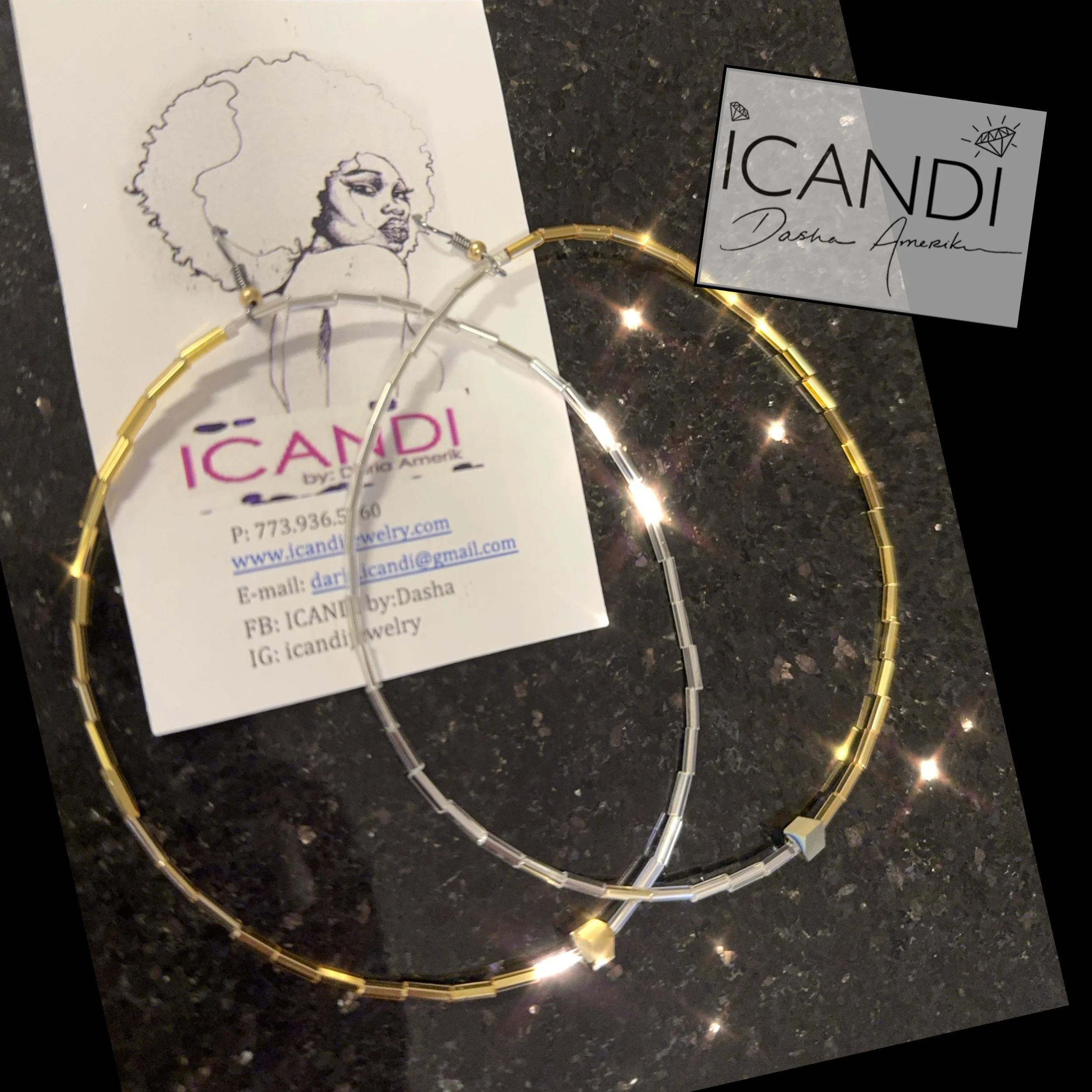 Gold and Silver Crystal Hoops