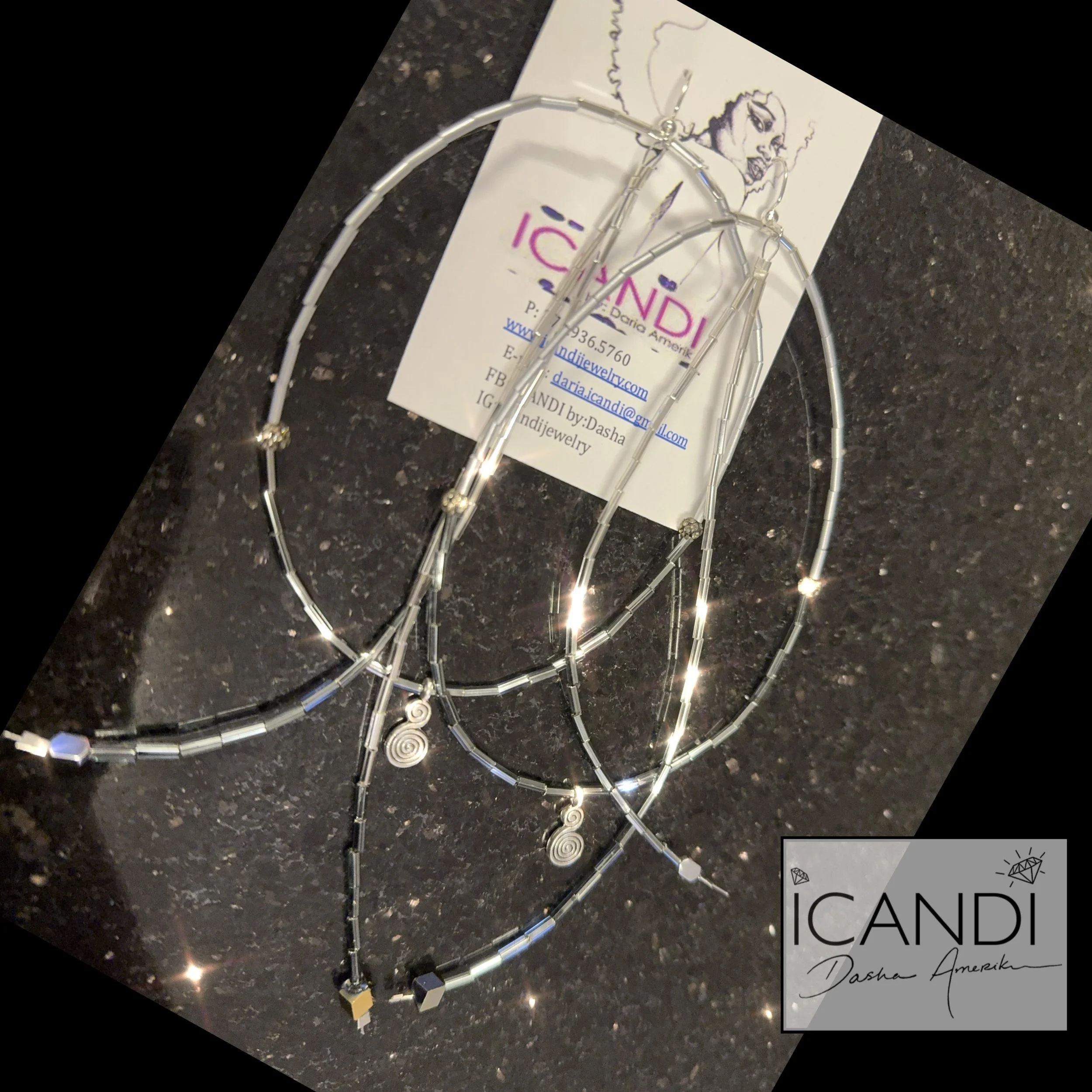 Silver and Gunmetal Crystal Earrings