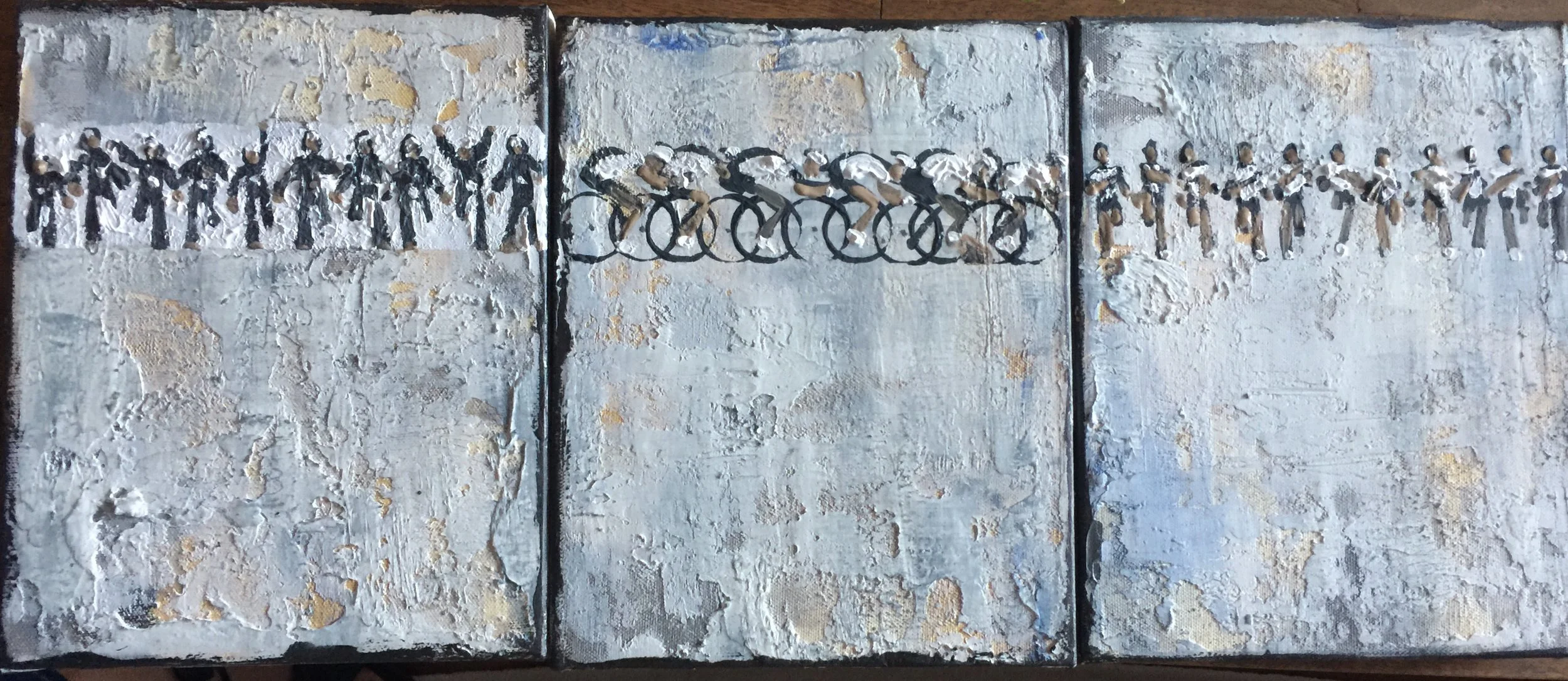 3- 10 inches tall x 8 inches wide x 1.5 inches deep acrylic and pencil on canvas available through Michael Murphy Gallery, Tampa, FL