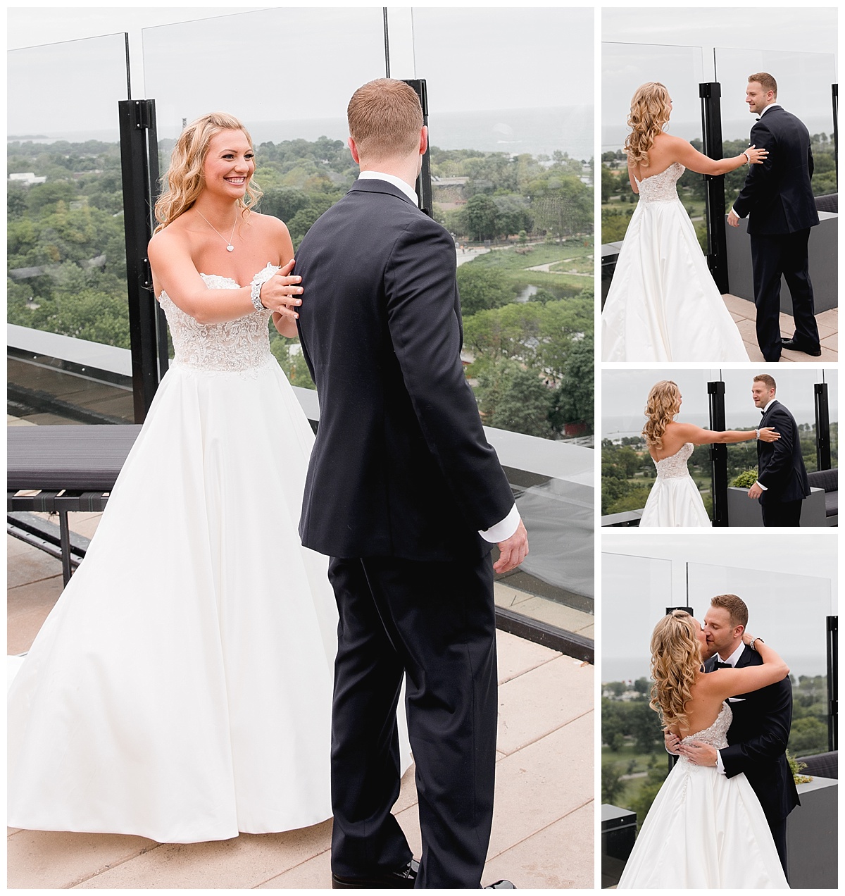 first look for bride and groom before ceremony