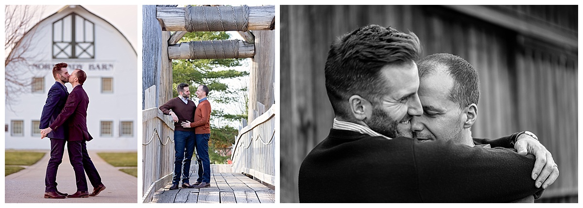 finances posing and kissing on bridge