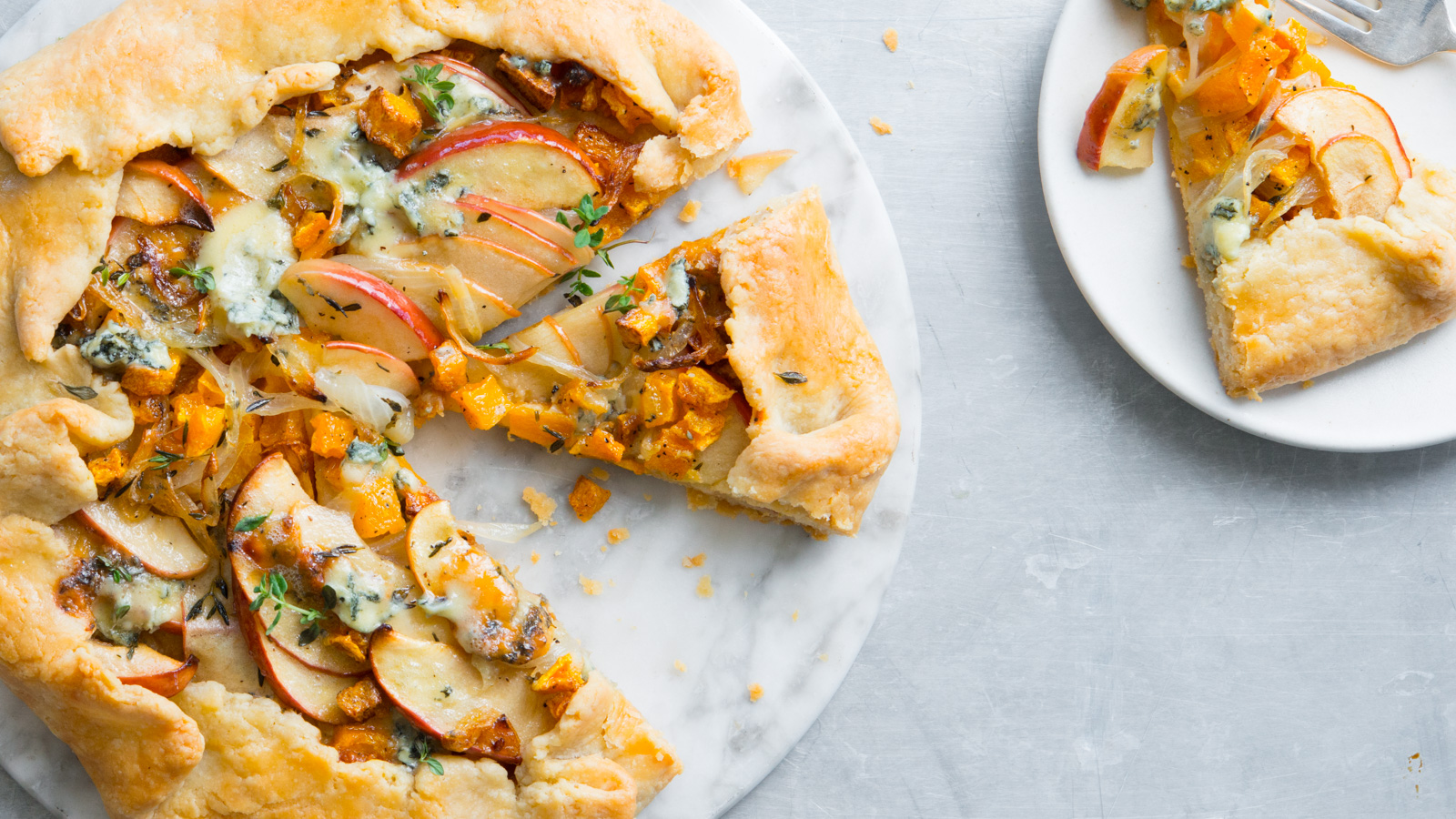 WINTER SQUASH, APPLE AND BLUE CHEESE GALETTE