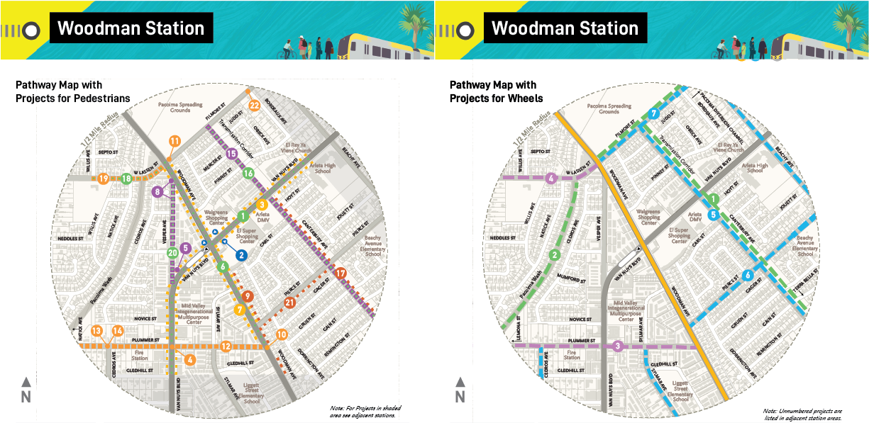  First/Last Mile pedestrian and wheel project maps 